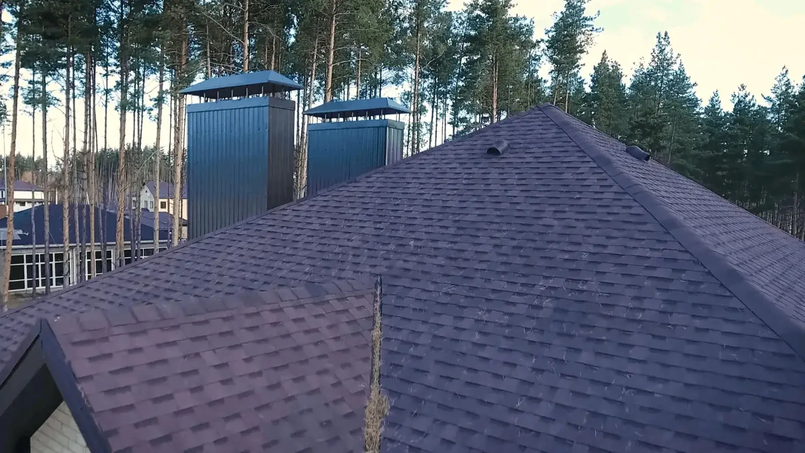 Completed architectural asphalt shingle roof on a home